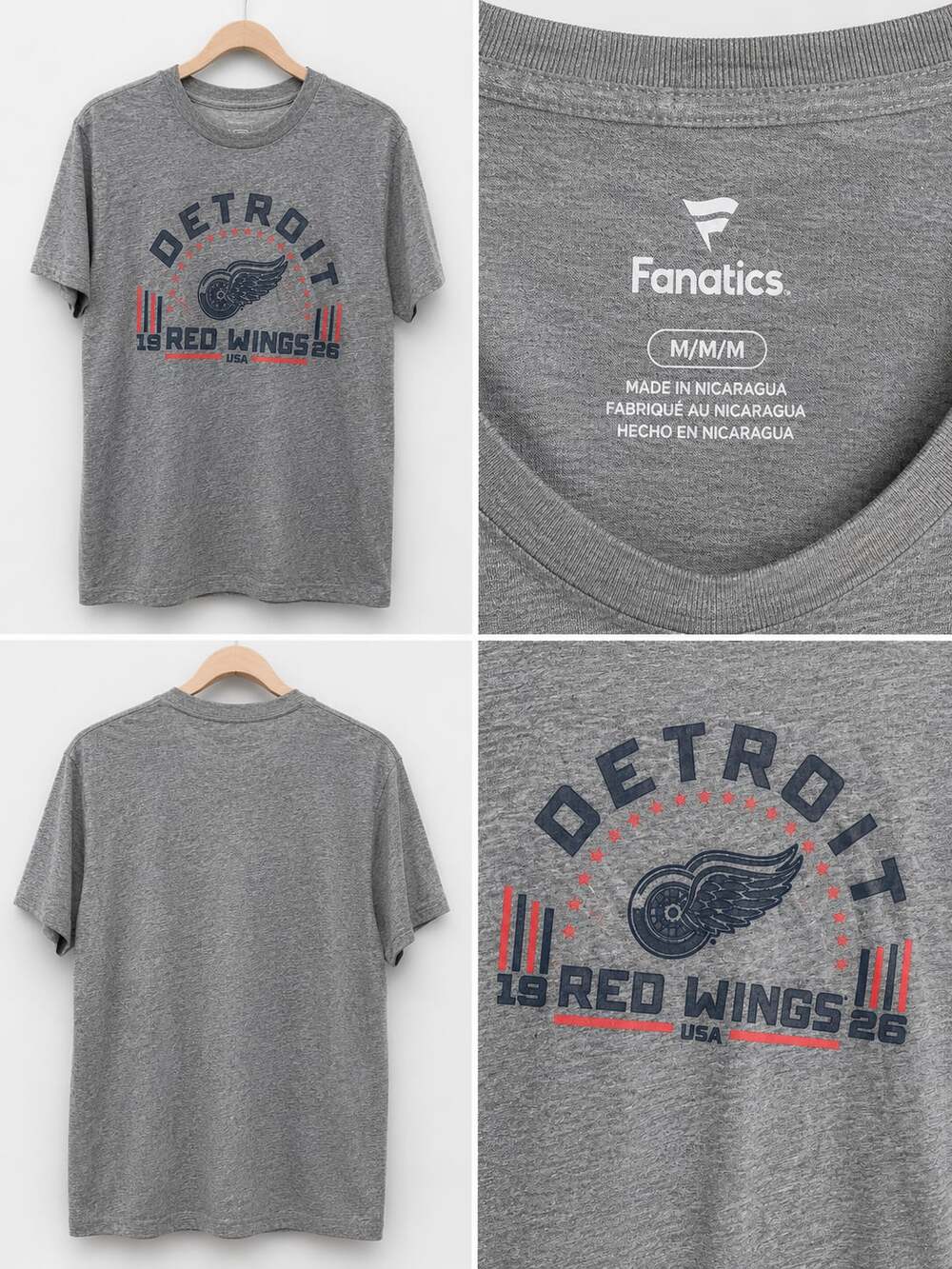 Fanatics Detroit Red Wings NHL Graphic T-Shirt Grey